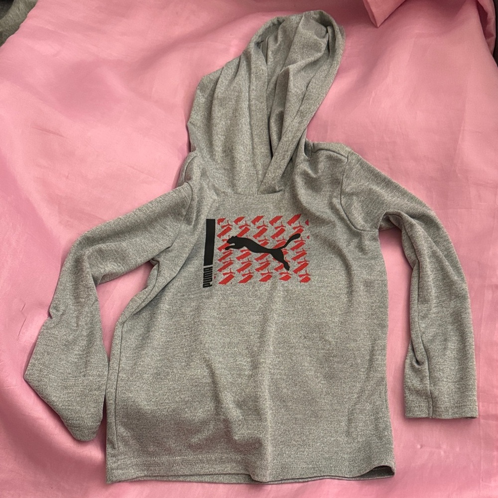 Puma Gray Hoodie with Red and Black Design